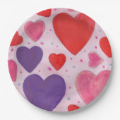 Roze Paarse en rode Valentijnsdag Papieren Bordje (Voorkant)