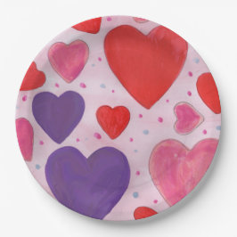 Roze Paarse en rode Valentijnsdag Papieren Bordje