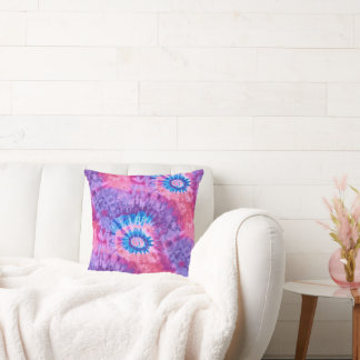 Roze Paarse en Turquoise Spiraal Psybaltische Tie  Kussen