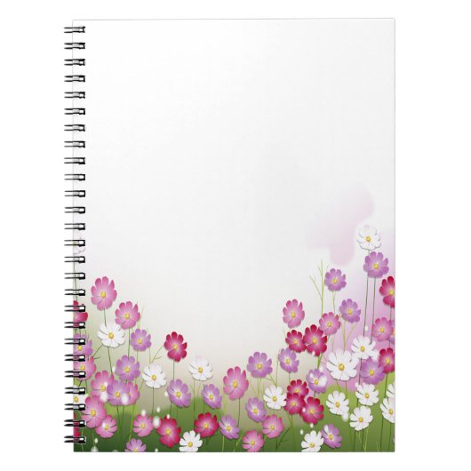 Roze, Paarse en witte bloemen Notitieboek (Voorkant)