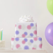 Roze Paarse en witte Daisy Flowers Wrapping Paper