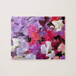 Roze, paarse en witte zoete peulbloemen in bloei legpuzzel