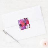 Roze, paarse en witte zoete peulbloemen in bloei vierkante sticker (Envelop)