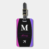 Roze Paarse en zwarte monogram Bagagelabel (Voorkant verticaal)