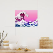 Roze Paarse esthetische Golf van Kanagawa Poster (Keuken)