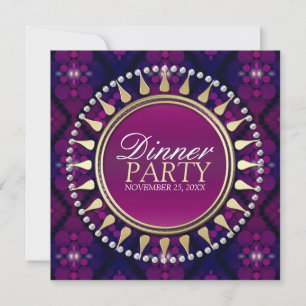 Roze Paarse Exotische Zon Dinner Party Uitnodiging