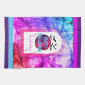 Roze Paarse familienaam Spider Bat Happy Halloween Theedoek (Horizontaal)