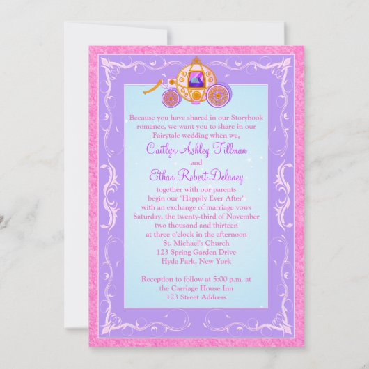 Roze, Paarse Fantasy Fairytale Weddenschap Kaart (Achterkant)