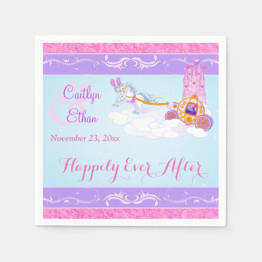 Roze, Paarse Fantasy Fairytale Wedding Napkins Servet (Voorkant)