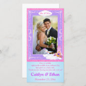 Roze, Paarse Fantasy Sprookje Trouwfotokaart Bedankkaart (Voorkant / Achterkant)