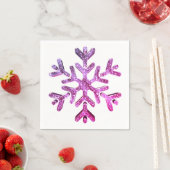 Roze Paarse Faux Glitter Snowflake Christmas Servet (Insitu)