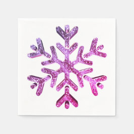 Roze Paarse Faux Glitter Snowflake Christmas Servet