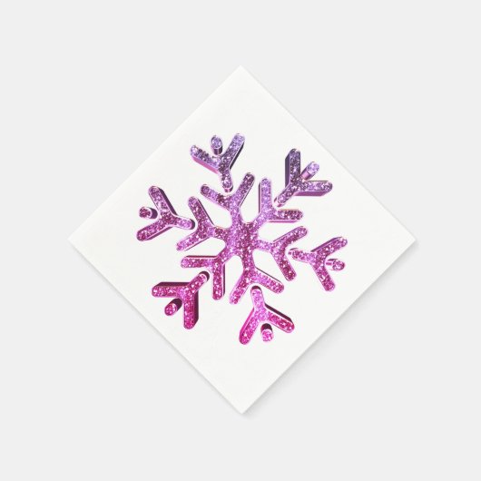 Roze Paarse Faux Glitter Snowflake Christmas Servet (Hoek)