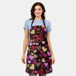 Roze paarse faux gouden harten moderne aangepaste schort
