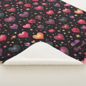 Roze paarse faux gouden harten moderne aangepaste  sherpa deken (3/4)