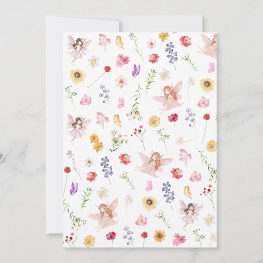 Roze Paarse fee eerste verjaardag Kaart (Achterkant)