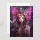 Roze Paarse feestkoningin Fantasy Art Briefkaart (Voorkant / Achterkant)