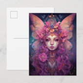 Roze Paarse feestkoningin Fantasy Art Briefkaart (Voorkant / Achterkant)