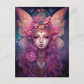 Roze Paarse feestkoningin Fantasy Art Briefkaart (Voorkant)