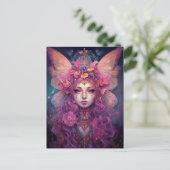 Roze Paarse feestkoningin Fantasy Art Briefkaart (Staand voorkant)