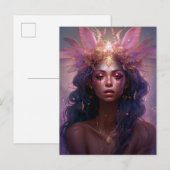 Roze Paarse feestkoningin Fantasy Art Briefkaart (Voorkant / Achterkant)