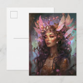 Roze Paarse feestkoningin Fantasy Art Briefkaart (Voorkant / Achterkant)