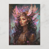 Roze Paarse feestkoningin Fantasy Art Briefkaart (Voorkant)
