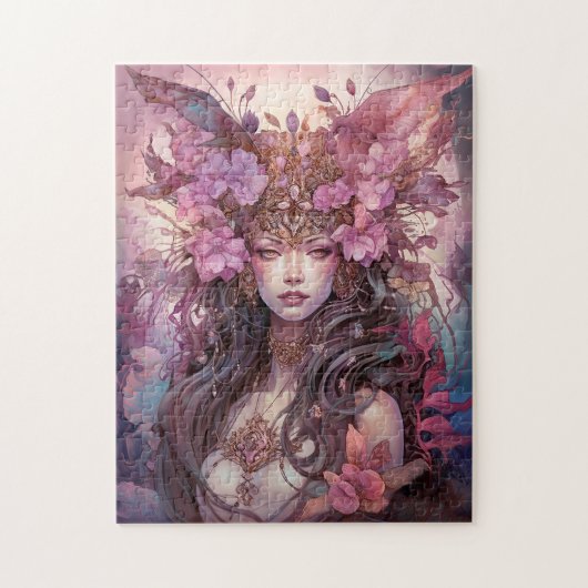 Roze Paarse feestkoningin Fantasy Art Legpuzzel (Verticaal)