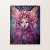 Roze Paarse feestkoningin Fantasy Art Legpuzzel (Verticaal)