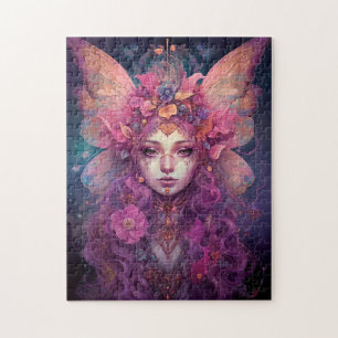 Roze Paarse feestkoningin Fantasy Art Legpuzzel
