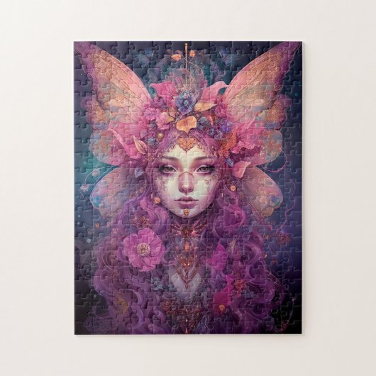 Roze Paarse feestkoningin Fantasy Art Legpuzzel (Verticaal)