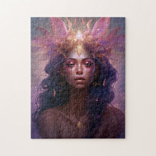 Roze Paarse feestkoningin Fantasy Art Legpuzzel