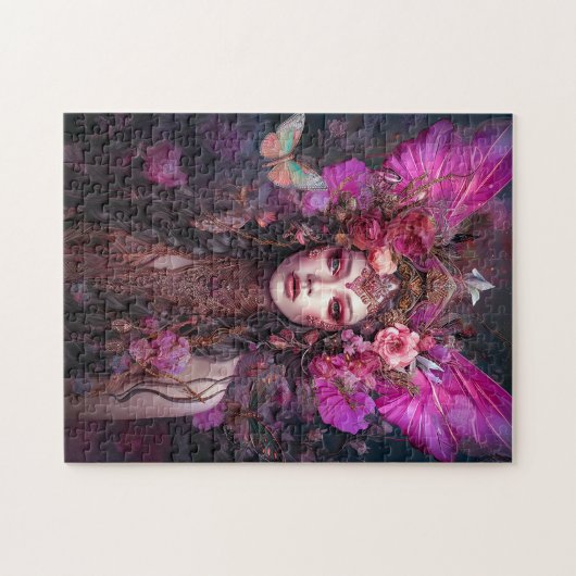 Roze Paarse feestkoningin Fantasy Art Legpuzzel (Horizontaal)