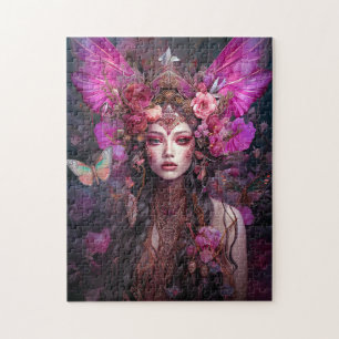 Roze Paarse feestkoningin Fantasy Art Legpuzzel