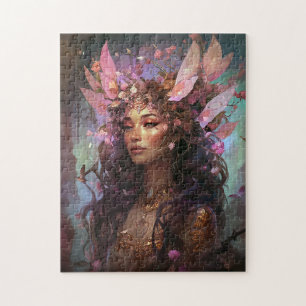 Roze Paarse feestkoningin Fantasy Art Legpuzzel