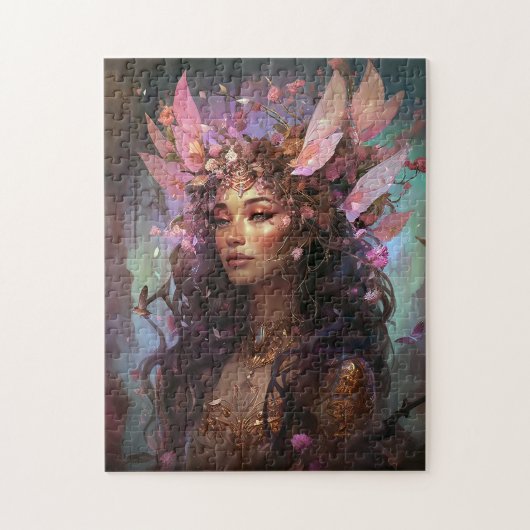 Roze Paarse feestkoningin Fantasy Art Legpuzzel (Verticaal)