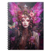Roze Paarse feestkoningin Fantasy Art Notitieboek (Voorkant)