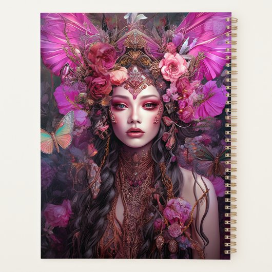 Roze Paarse feestkoningin Fantasy Art Planner (Achterkant)