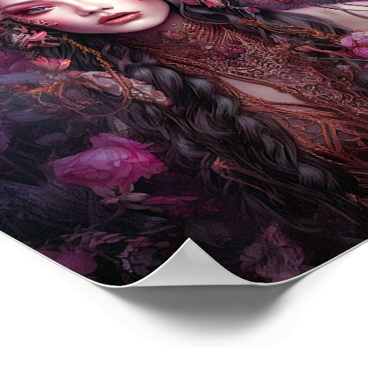 Roze Paarse feestkoningin Fantasy Art Poster (Hoek)