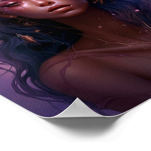 Roze Paarse feestkoningin Fantasy Art Poster (Hoek)