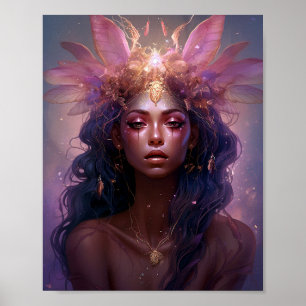 Roze Paarse feestkoningin Fantasy Art Poster