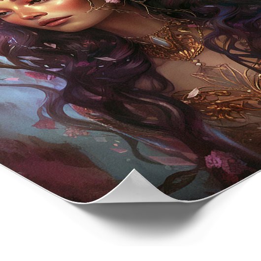 Roze Paarse feestkoningin Fantasy Art Poster (Hoek)