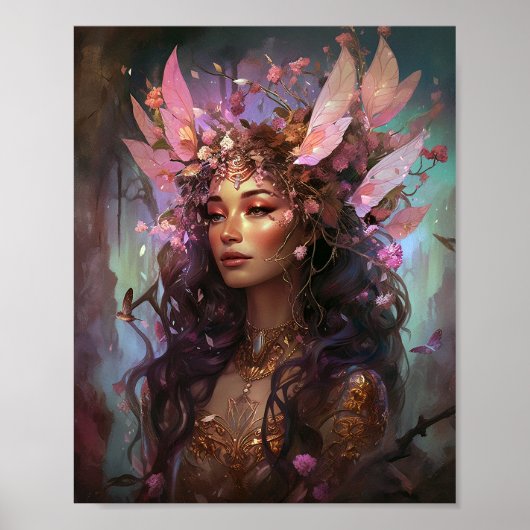 Roze Paarse feestkoningin Fantasy Art Poster (Voorkant)