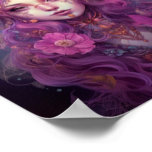 Roze Paarse feestkoningin Fantasy Art Poster (Hoek)