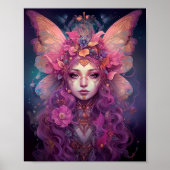 Roze Paarse feestkoningin Fantasy Art Poster (Voorkant)