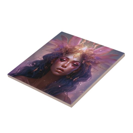 Roze Paarse feestkoningin Fantasy Art Tegeltje (Zijkant)