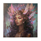 Roze Paarse feestkoningin Fantasy Art Tegeltje (Voorkant)