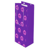 Roze Paarse Flamingo Tropisch Eiland Wijn Cadeautas (Voorkant Gekanteld)