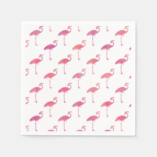 Roze Paarse Flamingo Waterverf Tropische Flamingo' Servetten (Voorkant)