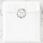 Roze Paarse Floral 70e verjaardag Envelopzegel Ronde Sticker (Tas)